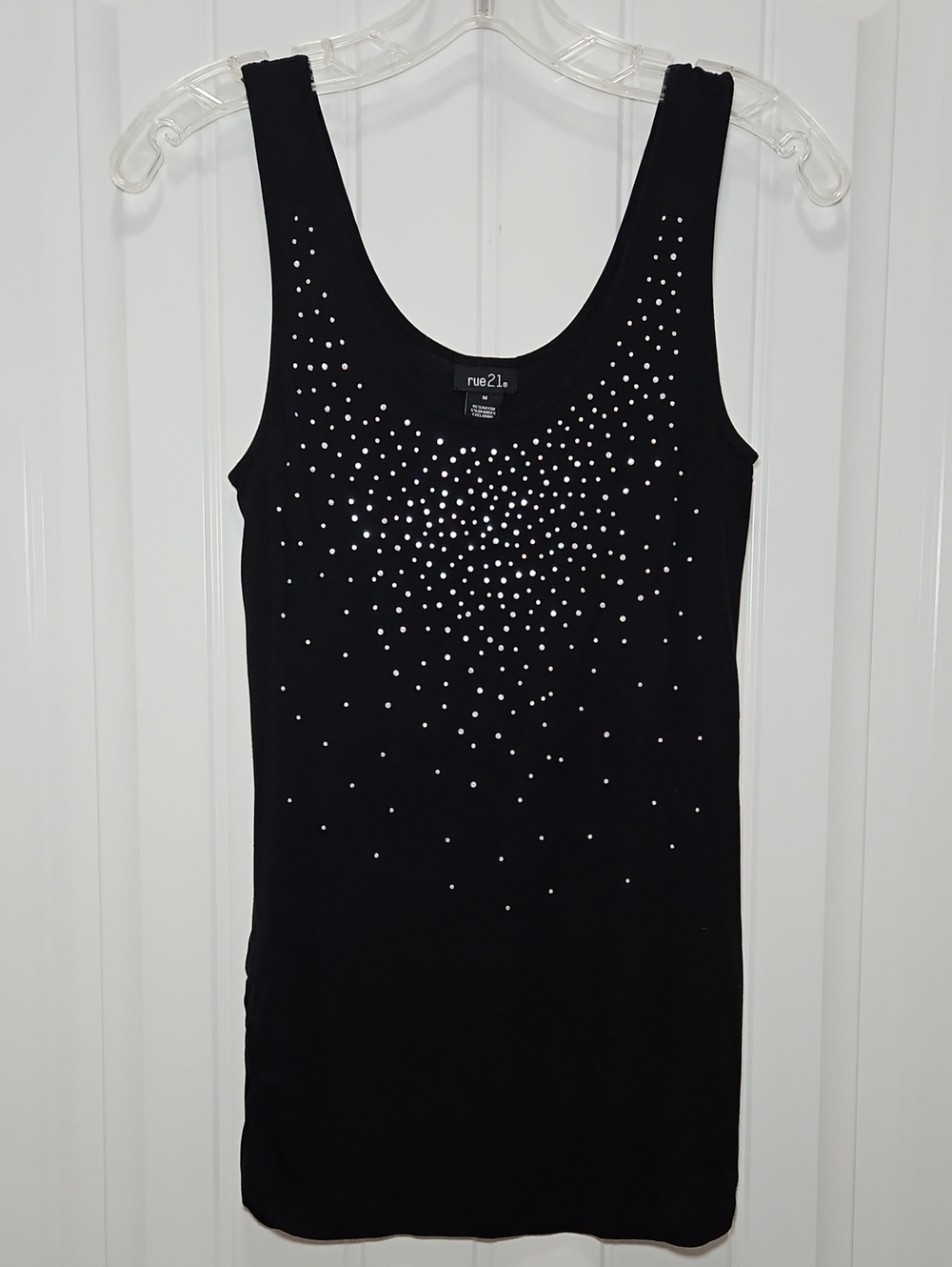 rue21 Black Tank Top Iridescent Silver Stud Accents Medium Women's
